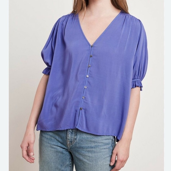 Velvet By Graham & Spencer Chelsey Challis Vneck Top Purple - Picture 10 of 10